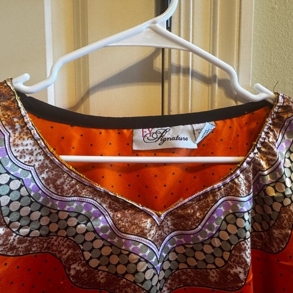 EY Signature Especially Your Orange Colorful Cafton Poncho Muumuu One Size - Picture 6 of 15